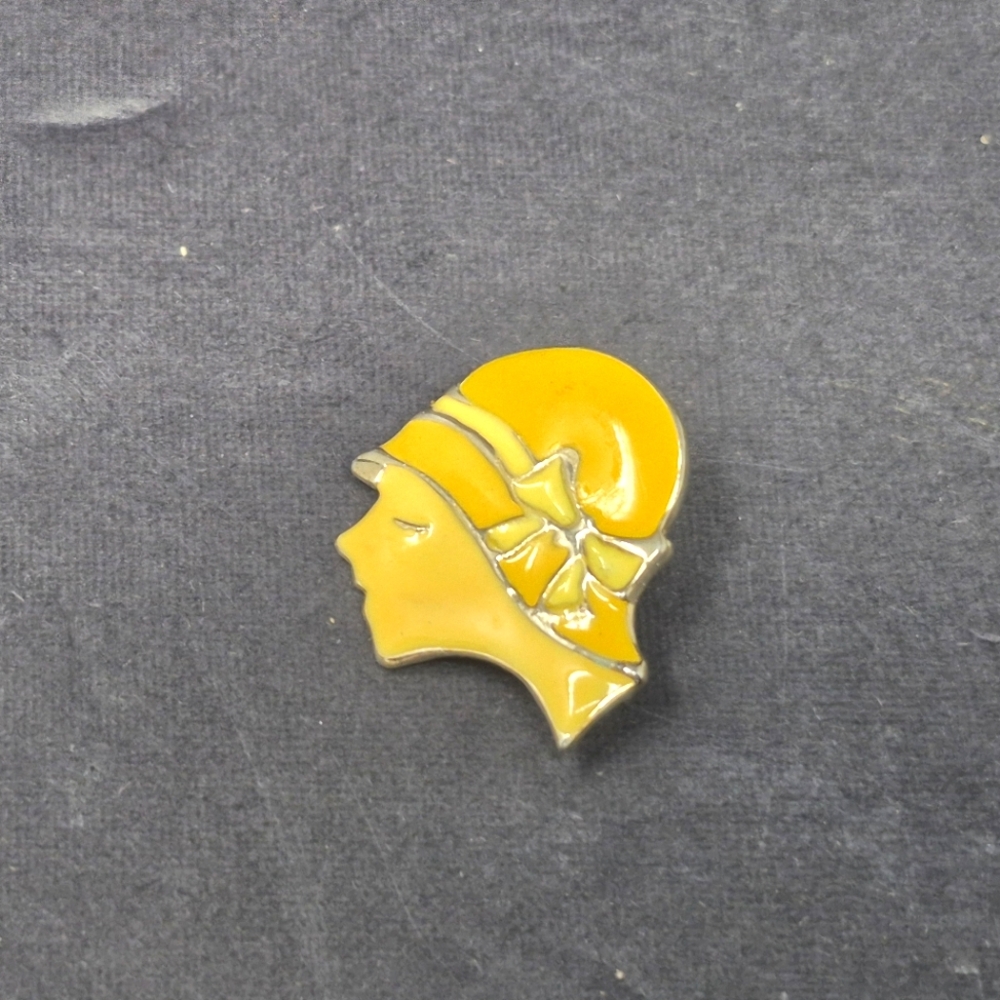 Enamel Ladies Head Brooch